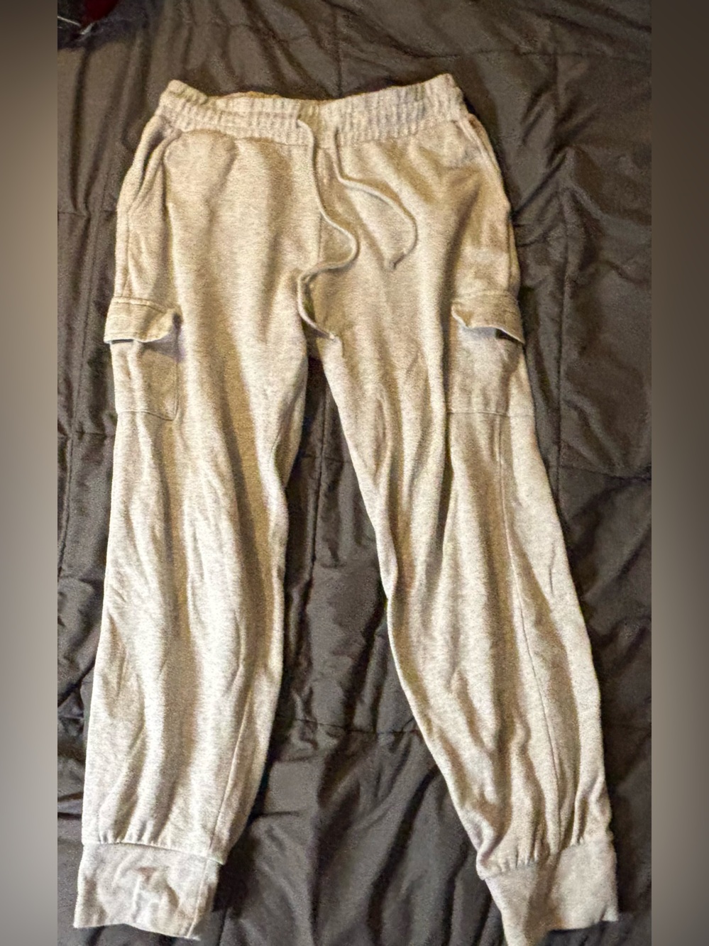 Gray Men's Cargo Jogger Pants - Casual Drawstring Cargo Sweatpants